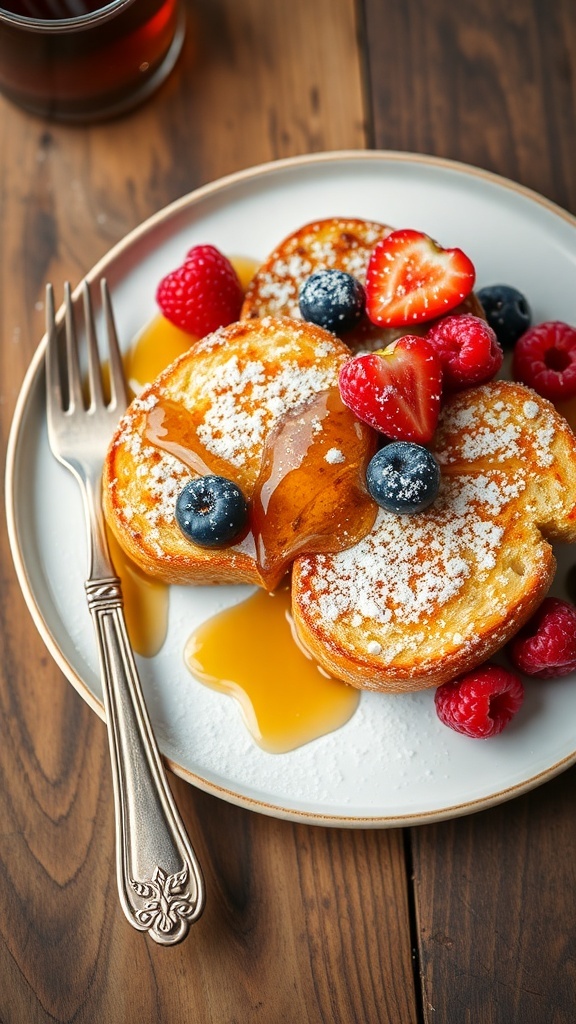 Cloud Bread French Toast Recipe Fluffy cloud bread French toast topped with berries and maple syrup on a wooden table.